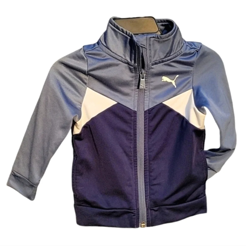 PUMA Infant's Medium Blue Logo Zip-Up Track Jacket